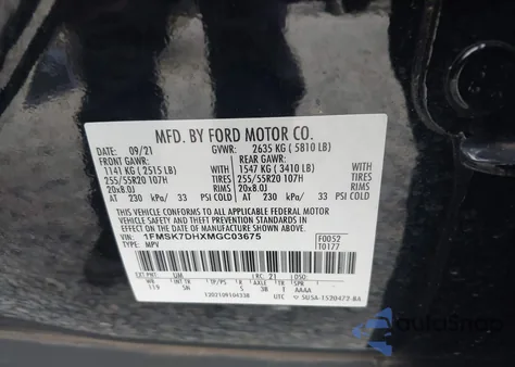 2021 Ford Explorer Xlt from USA, damaged, VIN 1FMSK7DHXMGC03675